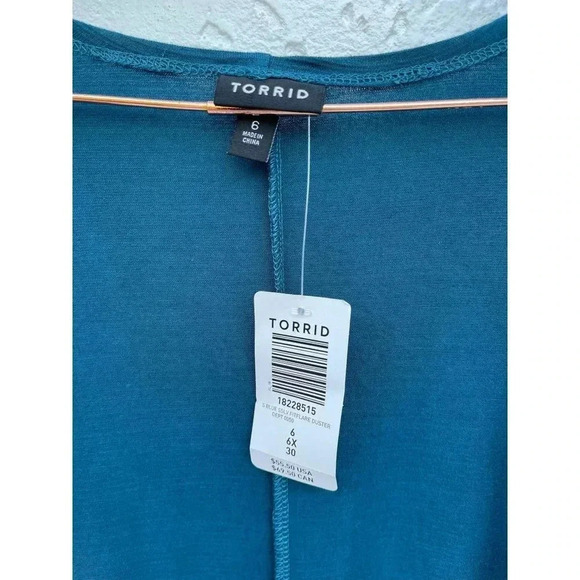 Torrid Womens Short Sleeve Open Front Fitflare Duster Cardigan Sweater Blue 6 - Picture 9 of 11